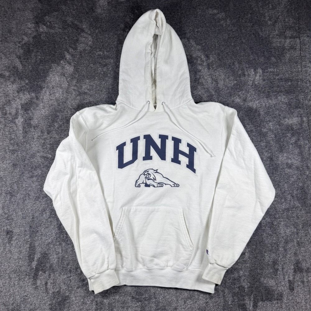 Champion UNH University of New Hampshire Wildcats Hoodie White Mens Medium